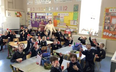 Mrs Guilfoyle’s class enjoying hot chocolate