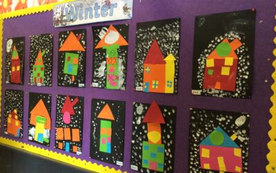 Senior Infants revised their shapes, making a winter house 🏠 We are now in the season of Winter ❄️